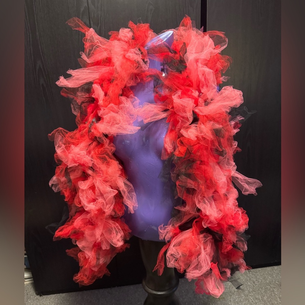 Vibrant Red and Black Feather Boa